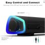 SOULION R30 Computer Speakers, Colorful LED Lights with Switch Button, Surround Sound Portable Computer Sound Bar Speakers for Desktop, Gray Image 4