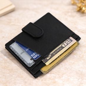 Genuine Leather Card Holder Wallet for Men & Women Slim Card Case with Snap Closure Compact Minimalist Wallet