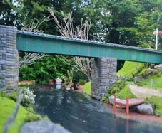 Model train river scene