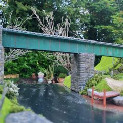 Model train river scene
