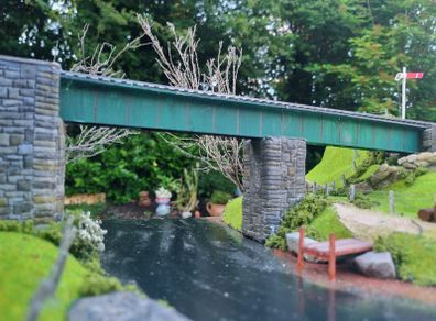 Model train river scene