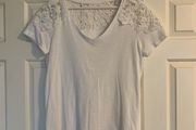 White V Neck Lace T-Shirt