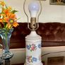 Vintage Decorative Porcelain Blue and Pink Floral Accent Table Lampbase Image 4