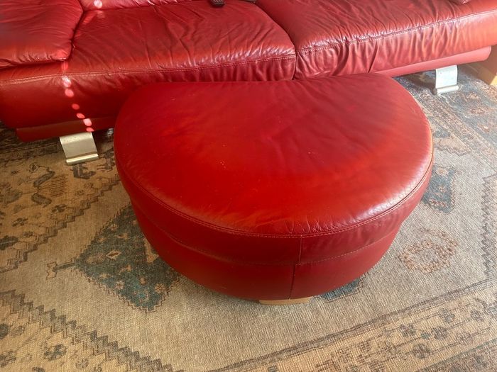 Italian Red Leather couches & ottoman