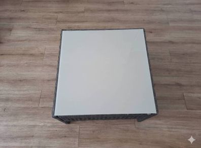 Rattan Coffee Table with Glass Top