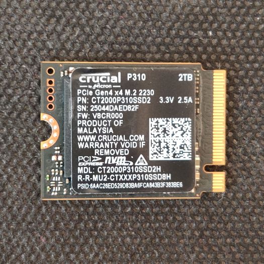 Crucial P310 2TB Pcie Gen4 Nvme SSD M.2 2230