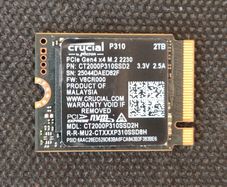 Crucial P310 2TB Pcie Gen4 Nvme SSD M.2 2230