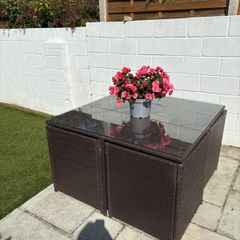 4 Piece Rattan Outdoor cube dining set