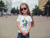 Personalized Named Unicorn Girls T-shirt Tee Top Shirt Personalised T-shirt