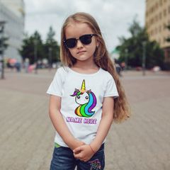 Personalized Named Unicorn Girls T-shirt Tee Top Shirt Personalised T-shirt