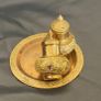 Vintage Brass Yellow White Enamel India Salt and Pepper Shakers. Made in Thailand Image 5