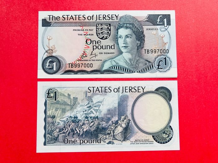 Jersey  1 Pound    1976. Pick  11b  SCARCE .  ( Uncirculated )