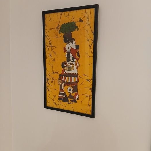 batik vintage African batik fabric painting - signed