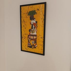 batik vintage African batik fabric painting - signed
