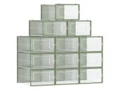 Set of 12 shoe boxes for shoes up to size 44  shoe boxes, pack of 12, foldable and stackable, up to size 44, transparent white