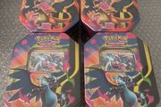 Pokemon Mega Evolution Charizard X Y Tins x4