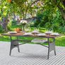 Weatherproof Patio Dining Table 8 seater with Storage Shelf  Acacia Wood & Rattan, Seats 8 Polyrattan Garden Dining Table with FSC Acacia Wood Top 190 x 90 cm Weatherproof Outdoor Table Image 2