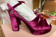Marian raspberry crushed velvet platforms size 38