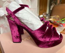 Marian raspberry crushed velvet platforms size 38