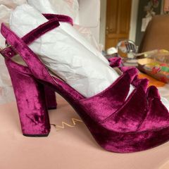 Marian raspberry crushed velvet platforms size 38