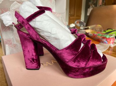 Marian raspberry crushed velvet platforms size 38