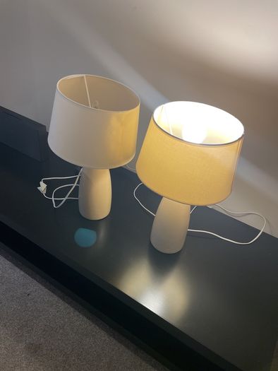 Two Ceramic Cream Bed side Lamps