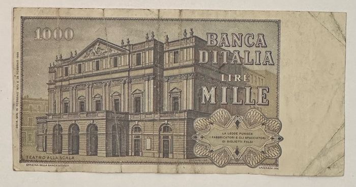 Italy 1000 Lire 1973 Banknote