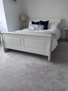 White Sleigh Bed Frame (Wooden Painted) - Standard Double
