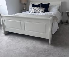 White Sleigh Bed Frame (Wooden Painted) - Standard Double