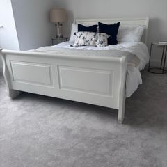 White Sleigh Bed Frame (Wooden Painted) - Standard Double