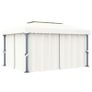 Gazebo with Curtain and String Lights 4x3 m Cream White Image 2