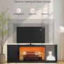 TV Stand  Modern Entertainment Center with Light Strip, Wooden TV Cabinet Storage with Glass Shelf and Adjustable Shelves Image 2