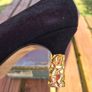 Di Sandro by Bruno Magli Black Suede Pumps with Gold Nugget Heels, EU36.5 , UK3.5, AV Image 10