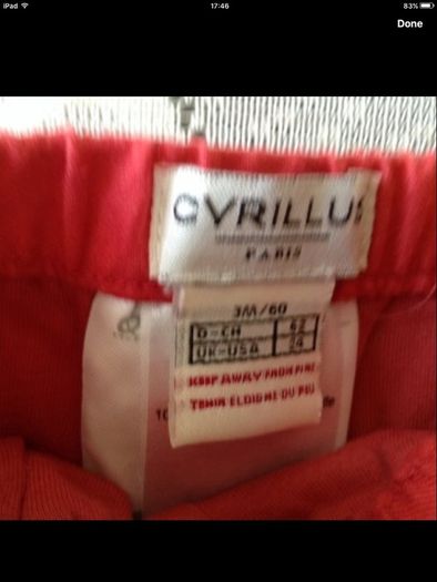 Boys never worn new designer Cyrill Paris bottoms 3/6 mths