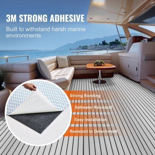Boat Flooring, EVA Foam Boat Decking 240 x 116.1 cm, Non-Slip Self-Adhesive Flooring, 2.78 m Marine Carpet for Boats, Yacht, Pontoon, Kayak Decking