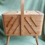 Vintage sewing box, mid century sewing basket wooden sewing box, wooden fold out box Image 5