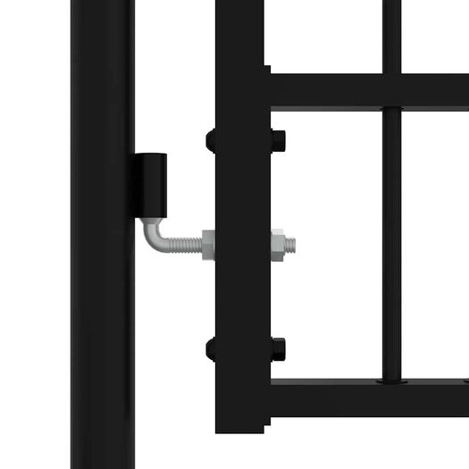 Fence Gate with Spear Top Black 103x125 cm