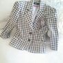 Grey & White Checkered Blazer - Size 8 Image 2