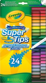 SuperTips Washable Markers - Assorted Colours (Pack of 24) | Premium Felt Tip Pens That Can Easily Wash Off Skin & Clothing | Ideal for Kids Aged 3+