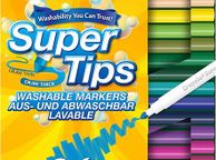 main image for ad SuperTips Washable Markers - Assorted Colours (Pack of 24) | Premium Felt Tip Pens That Can Easily Wash Off Skin &amp; Clothing | Ideal for Kids Aged 3+