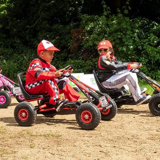 Kids Racing Car Go Kart Cart With Rubber Wheels