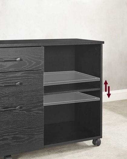 White Mobile Filing Cabinet with 3 Drawers, Adjustable Shelf and Lockable Castors