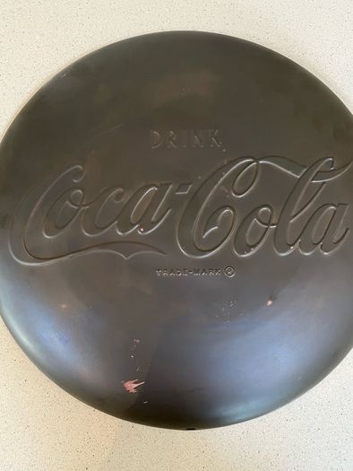 Coca Cola Embossed Brass Sign Rare 50's