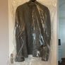 Mens steel grey 'biker affect' leather jacket Image 7