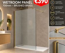 Aqualla 700 brushed brass wetroom panel