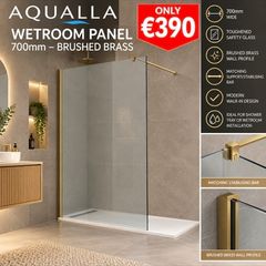 Aqualla 700 brushed brass wetroom panel