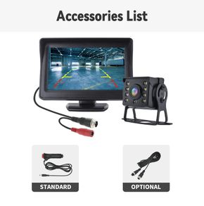 10m Car Rear View Camera with Monitor For Truck Vehicle Van Camper Trailer Parking 4.3" Screen Rear Camera 9-36V Night Vision Easy Installation