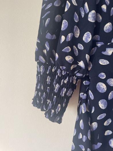 Emily & Me V neck purple navy midi dress UK 16