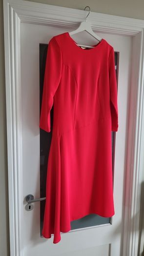 Kate Cooper coral asymmetrical dress Sz 10UK