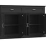 Sideboard 140cm Black Kitchen Storage Cabinet with Doors & Drawers Kitchen Buffet Cabinet with Adjustable Shelves and Raised Base, Large Sideboard for Living Room Dining Room 140x39.5x92.2cm Image 6